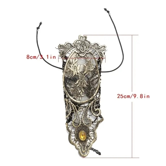 5/25 black Gold steampunk Rhinestone Gothic Glove: a touch of Steampunk Style - Picture 4 of 7